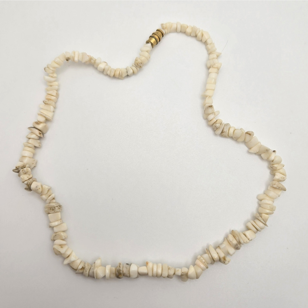 Vintage Shell Necklace White Coral Natural Beads Surfer Beach Tropical Boho 16" - Picture 2 of 12